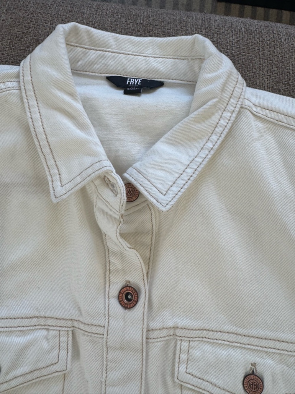 Frye Cream Button-Front Shirt - Picture 3 of 9